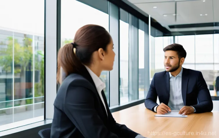 국가별 직장 문화와 차이점 - **Prompt: Cross-Cultural Communication in a Modern Office Meeting**
    A diverse group of five prof...